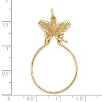 14K Yellow Gold Filigree Butterfly Charm Holder Pendant view 4