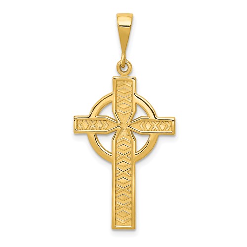 14K Yellow Gold Celtic Cross Pendant