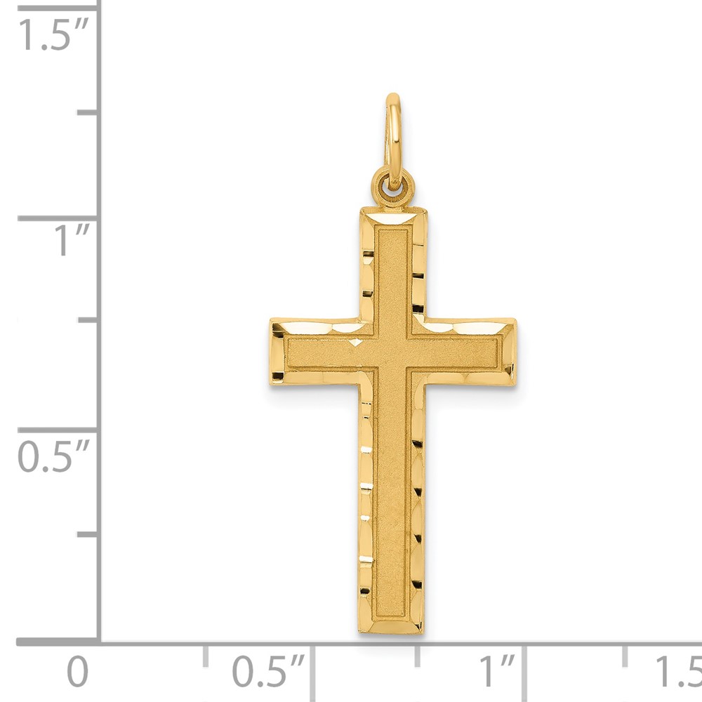 14K Diamond-cut Cross Charm (C774)