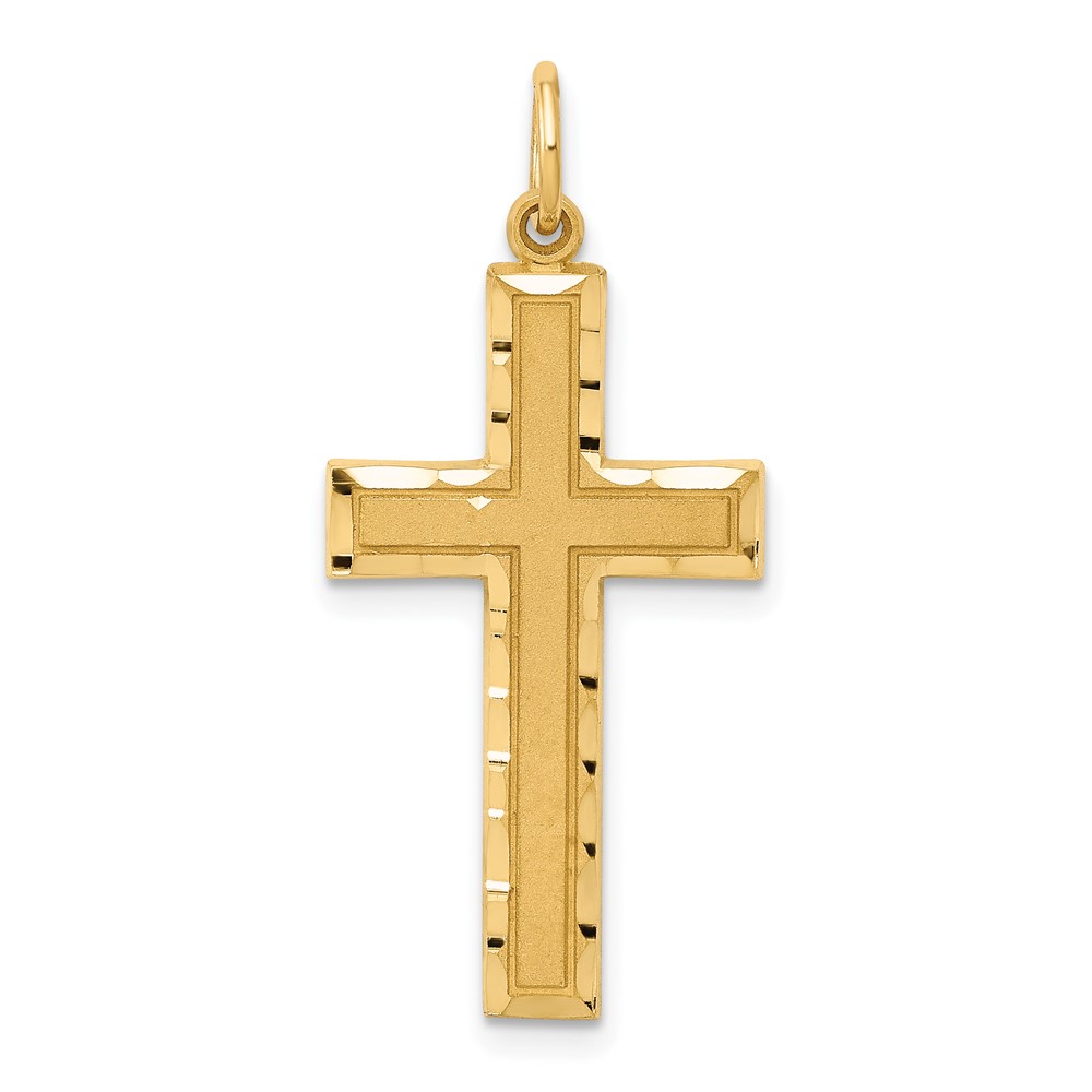 14K Diamond-cut Cross Charm (C774)