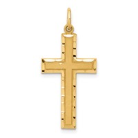 14K Yellow Gold Diamond-cut Cross Charm view 1