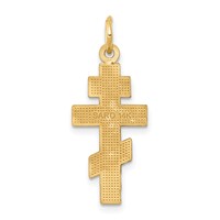 14K Yellow Gold Satin and Textured Diamond-cut Eastern Orthodox Cross Charm view 4