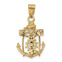 14K Two-tone Mariners Cross Pendant view 4
