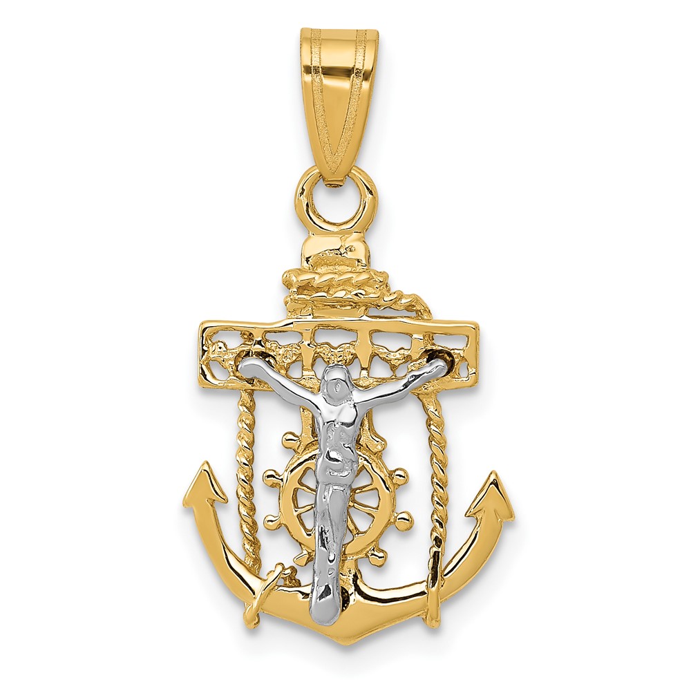 14K Two-tone Mariners Cross Pendant