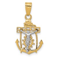 14K Two-tone Mariners Cross Pendant view 1