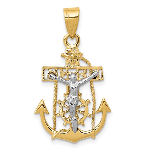 14K Two-tone Mariners Cross Pendant