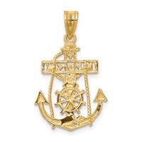 14K Yellow Gold Mariners Crucifix Pendant view 4