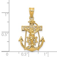 14K Yellow Gold Mariners Crucifix Pendant view 3