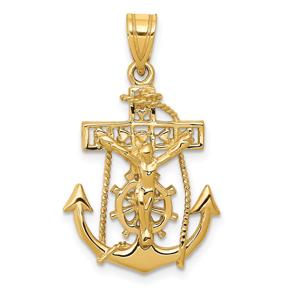 14K Yellow Gold Mariners Crucifix Pendant