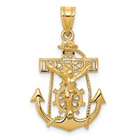 14K Yellow Gold Mariners Crucifix Pendant view 1