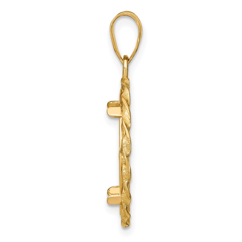 Wideband Distinguished Coin Jewelry 14k Polished Diamond-cut and Wide Twisted Wire 16.5mm Prong Coin Bezel Pendant (C8181/16.5)