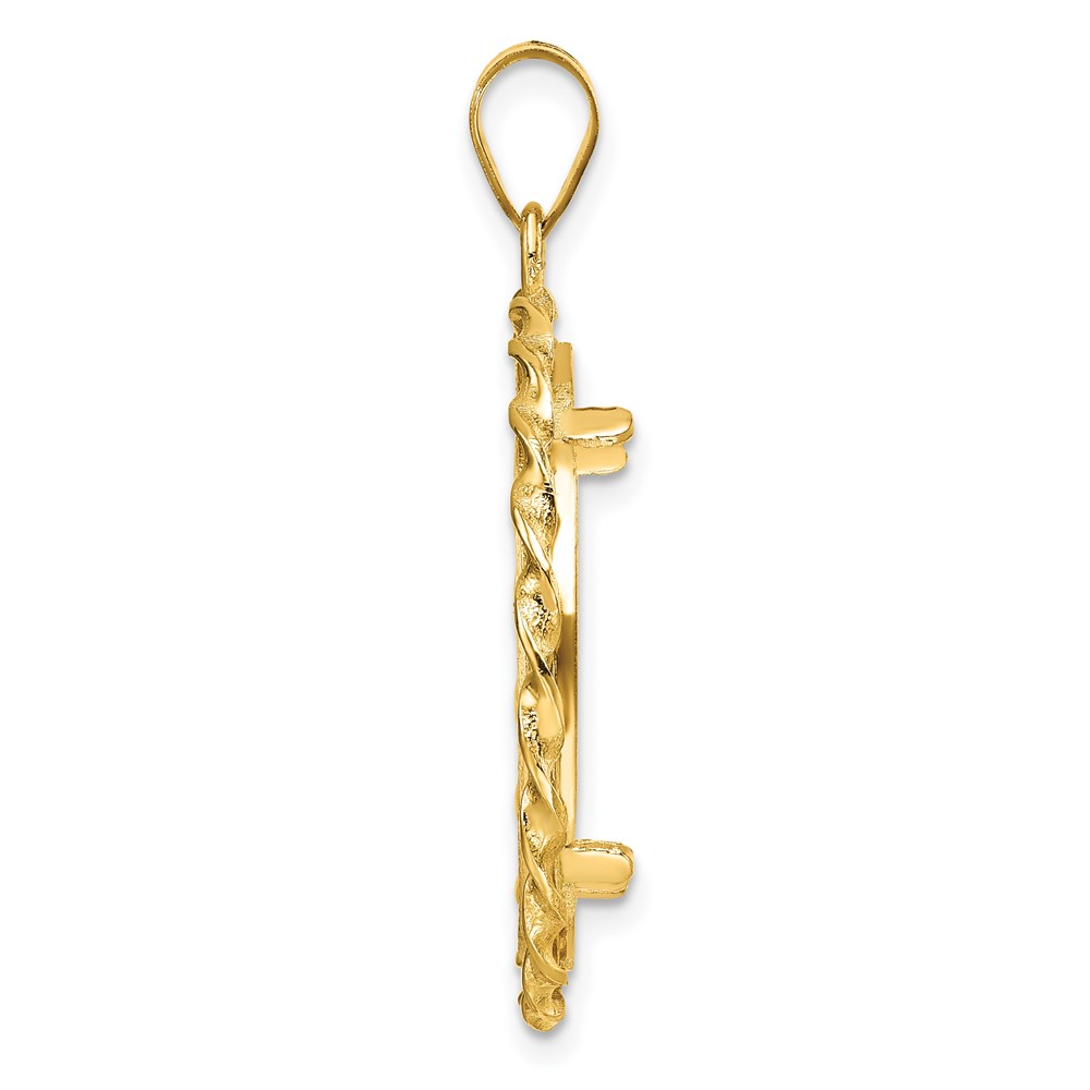 Wideband Distinguished Coin Jewelry 14k Polished Diamond-cut and Wide Twisted Wire 22.0mm Prong Coin Bezel Pendant (C8181/22.0)
