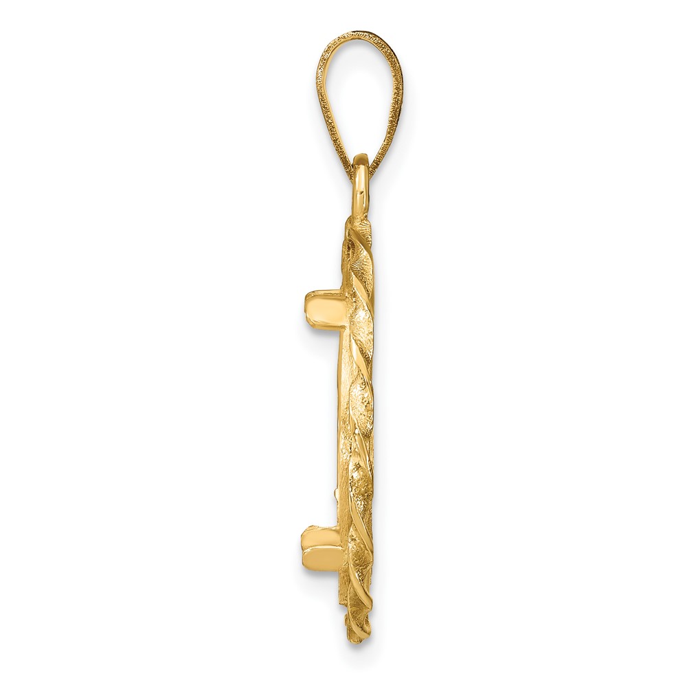 Wideband Distinguished Coin Jewelry 14k Polished Wide Twisted Wire 16.5mm Prong Coin Bezel Pendant (C8180/16.5)