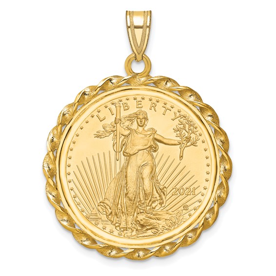 14ky Twisted Wire Polished Prong Bezel with Coin                       