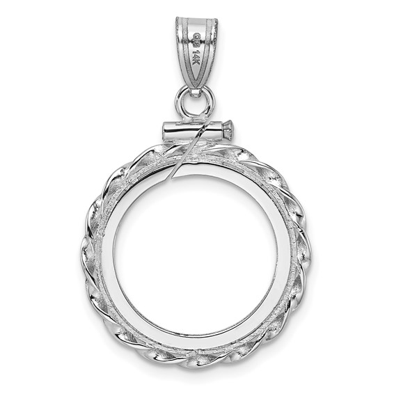 Polished Wide Twisted Wire Screw top Coin Bezel Pendant
