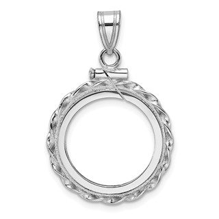 Polished Wide Twisted Wire Screw top Coin Bezel Pendant