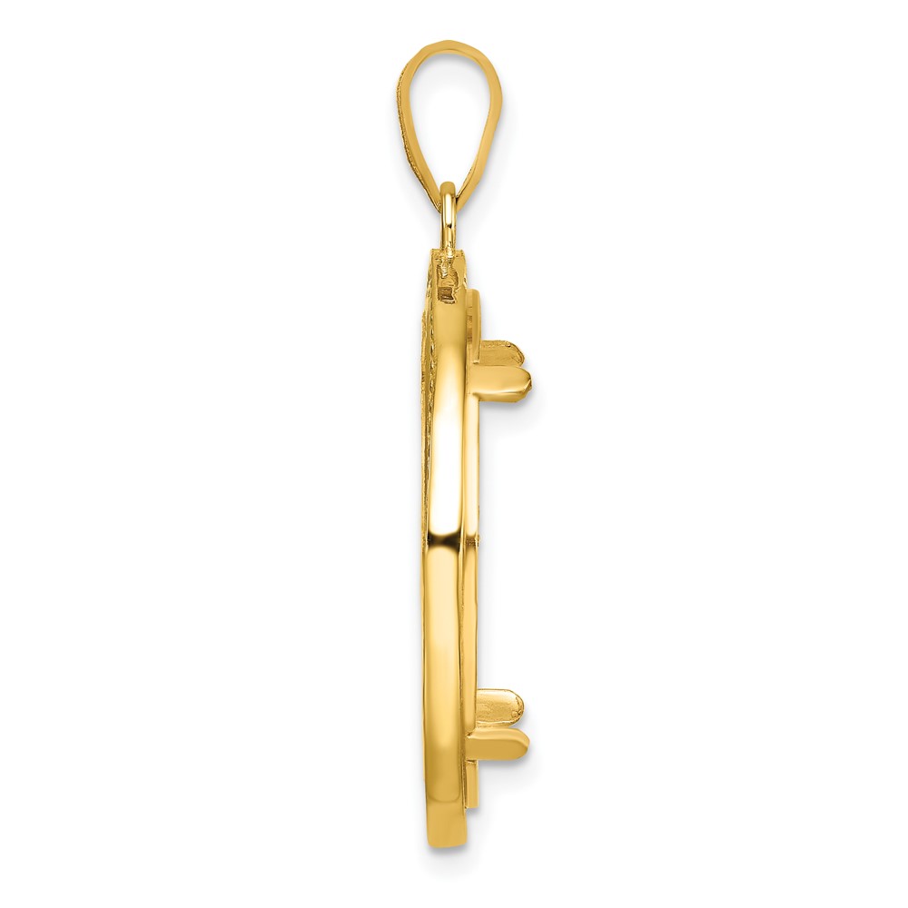 Wideband Distinguished Coin Jewelry 14k Polished and Beaded 22.0mm Prong Coin Bezel Pendant (C8183/22.0)