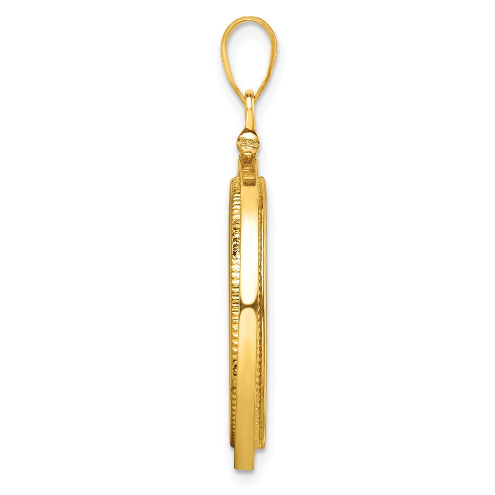 Wideband Distinguished Coin Jewelry 14k Polished and Beaded 22.0mm x 1.9mm Screw Top Coin Bezel Pendant (C8184/22.0)