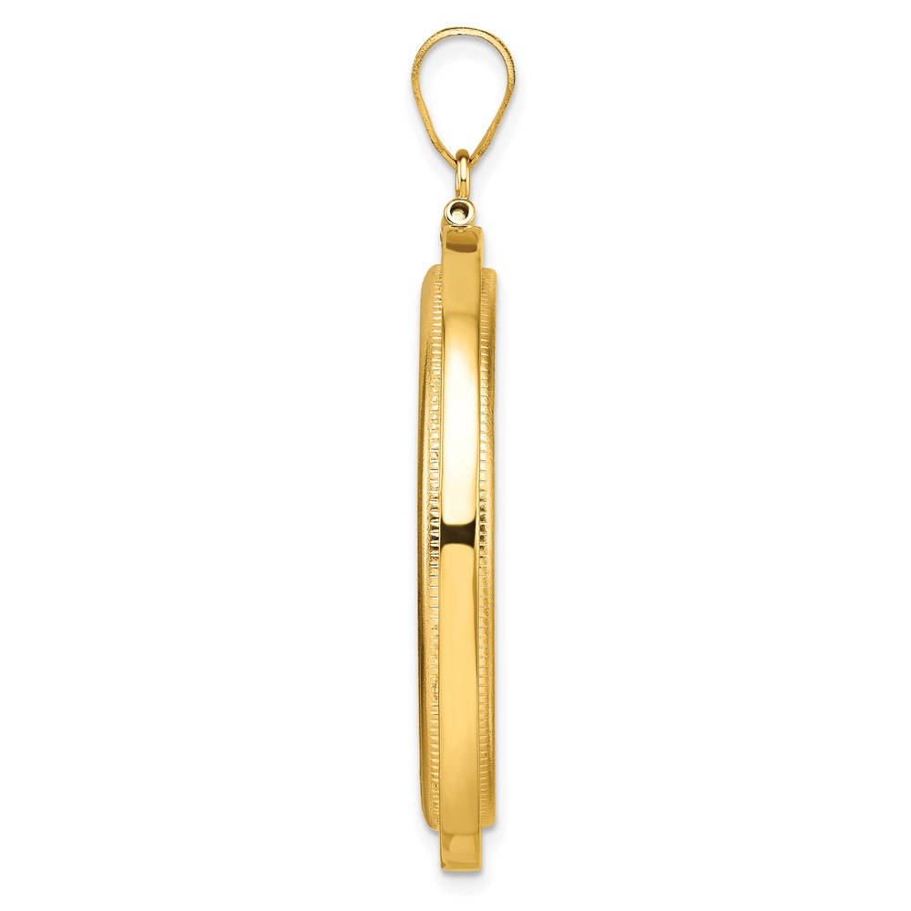 Wideband Distinguished Coin Jewelry 14k Polished and Beaded 32.7mm x 3.00mm Screw Top Coin Bezel Pendant (C8184/32.7)