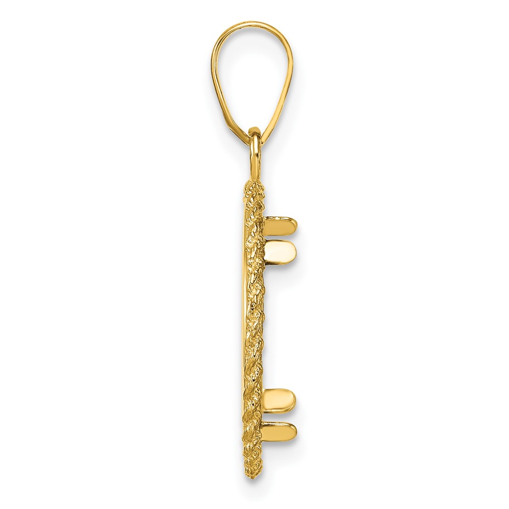 Wideband Distinguished Coin Jewelry 14k Polished and Diamond-cut with Casted Rope 14.0mm Prong Coin Bezel Pendant (C8186/14.0)