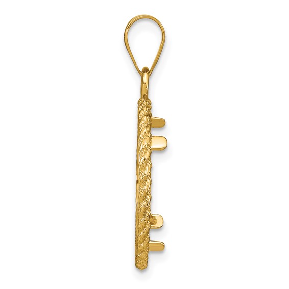 Gold Casted Rope with Diamond-cut Prong Coin Bezel Pendant
