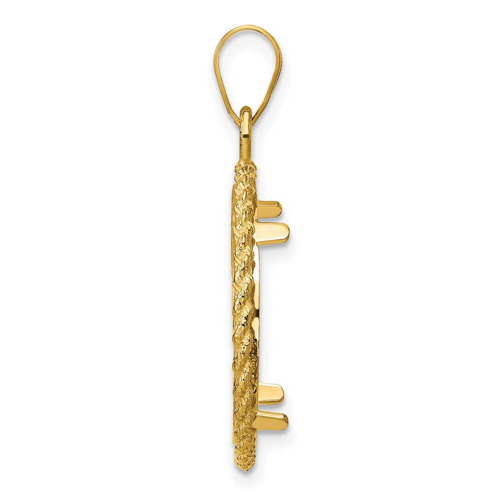 Wideband Distinguished Coin Jewelry 14k Polished and Diamond-cut with Casted Rope 18.0mm Prong Coin Bezel Pendant (C8186/18.0)