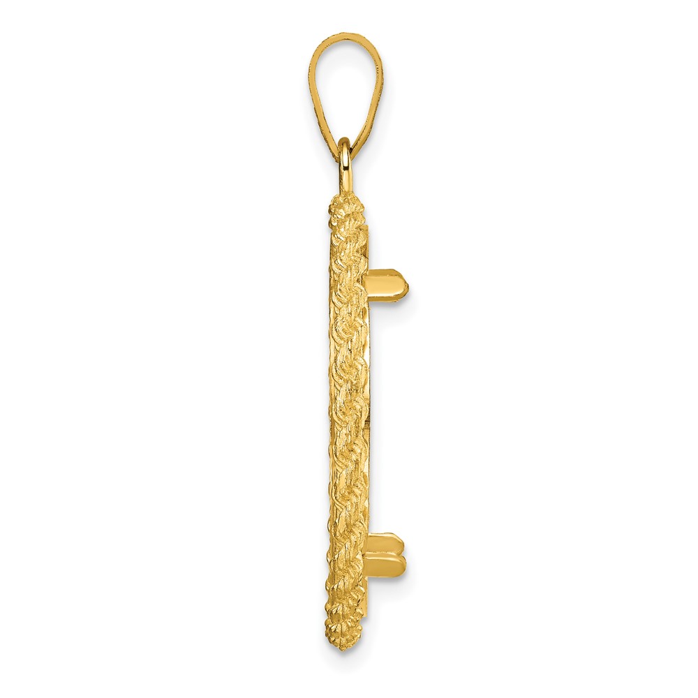 Wideband Distinguished Coin Jewelry 14k Polished and Diamond-cut with Casted Rope 22.0mm Prong Coin Bezel Pendant (C8186/22.0)