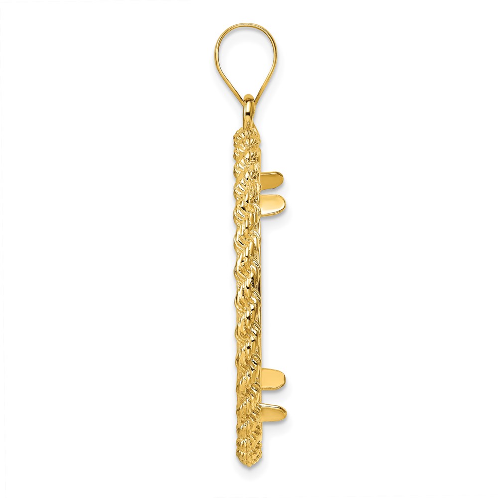 Wideband Distinguished Coin Jewelry 14k Polished and Diamond-cut with Casted Rope 27.0mm Prong Coin Bezel Pendant (C8186/27.0)