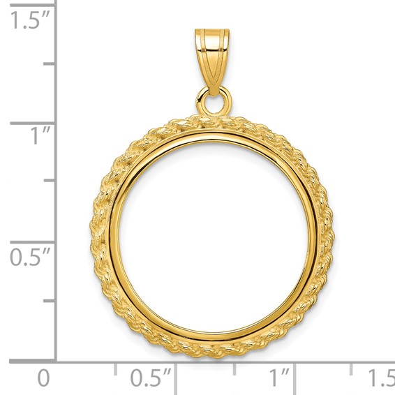 14ky Casted Rope Prong Coin Bezel Pendant                             
