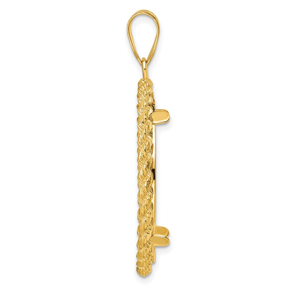 Wideband Distinguished Coin Jewelry 14k Polished with Casted Rope 27.0mm Prong Coin Bezel Pendant (C8185/27.0)