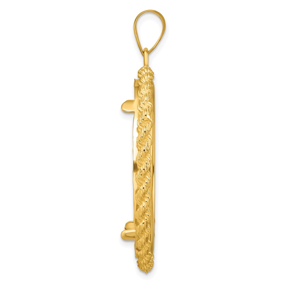 Wideband Distinguished Coin Jewelry 14k Polished with Casted Rope 32.7mm Prong Coin Bezel Pendant (C8185/32.7)