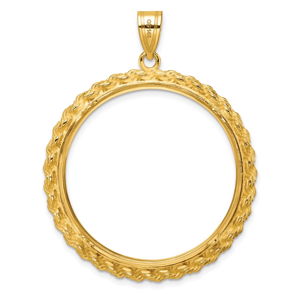 Wideband Distinguished Coin Jewelry 14k Polished with Casted Rope 32.7mm Prong Coin Bezel Pendant (C8185/32.7)