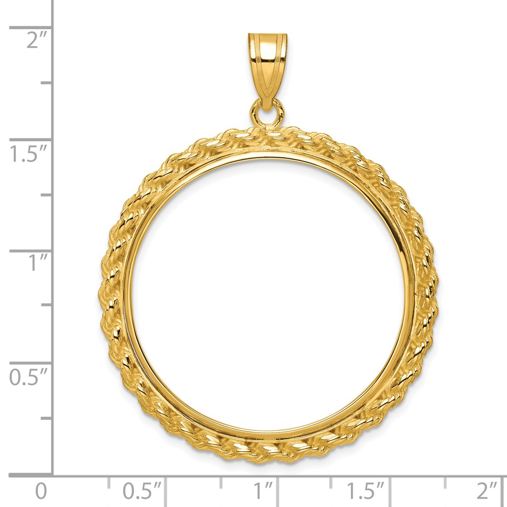 Wideband Distinguished Coin Jewelry 14k Polished with Casted Rope 32.7mm Prong Coin Bezel Pendant (C8185/32.7)