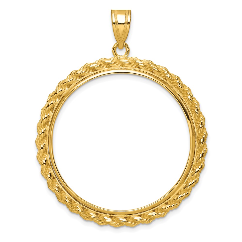 Wideband Distinguished Coin Jewelry 14k Polished with Casted Rope 32.7mm Prong Coin Bezel Pendant (C8185/32.7)