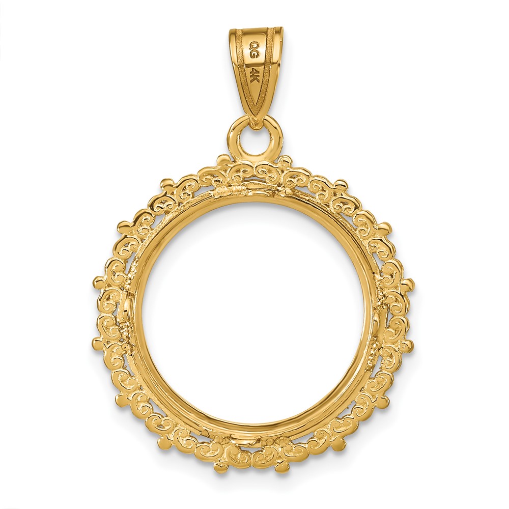 Wideband Distinguished Coin Jewelry 14k Polished Fancy 16.5mm Prong Coin Bezel Pendant (C8187/16.5)