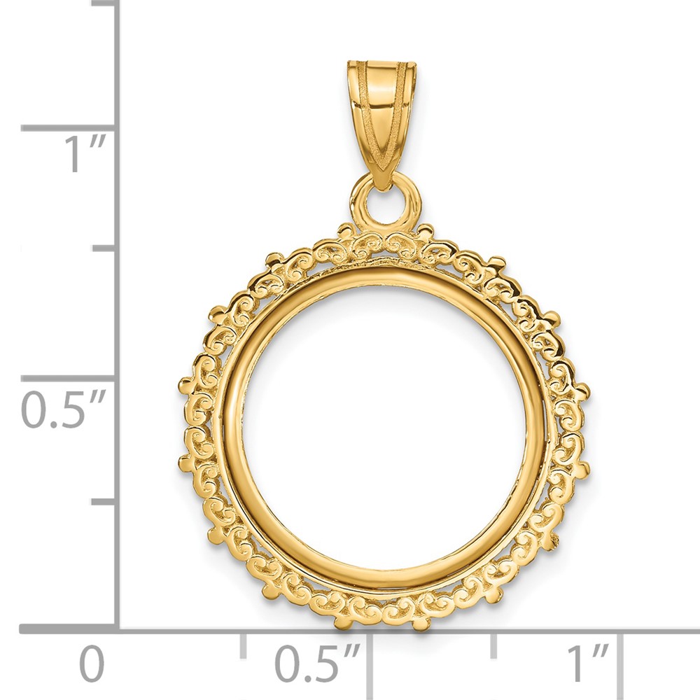 Wideband Distinguished Coin Jewelry 14k Polished Fancy 16.5mm Prong Coin Bezel Pendant (C8187/16.5)