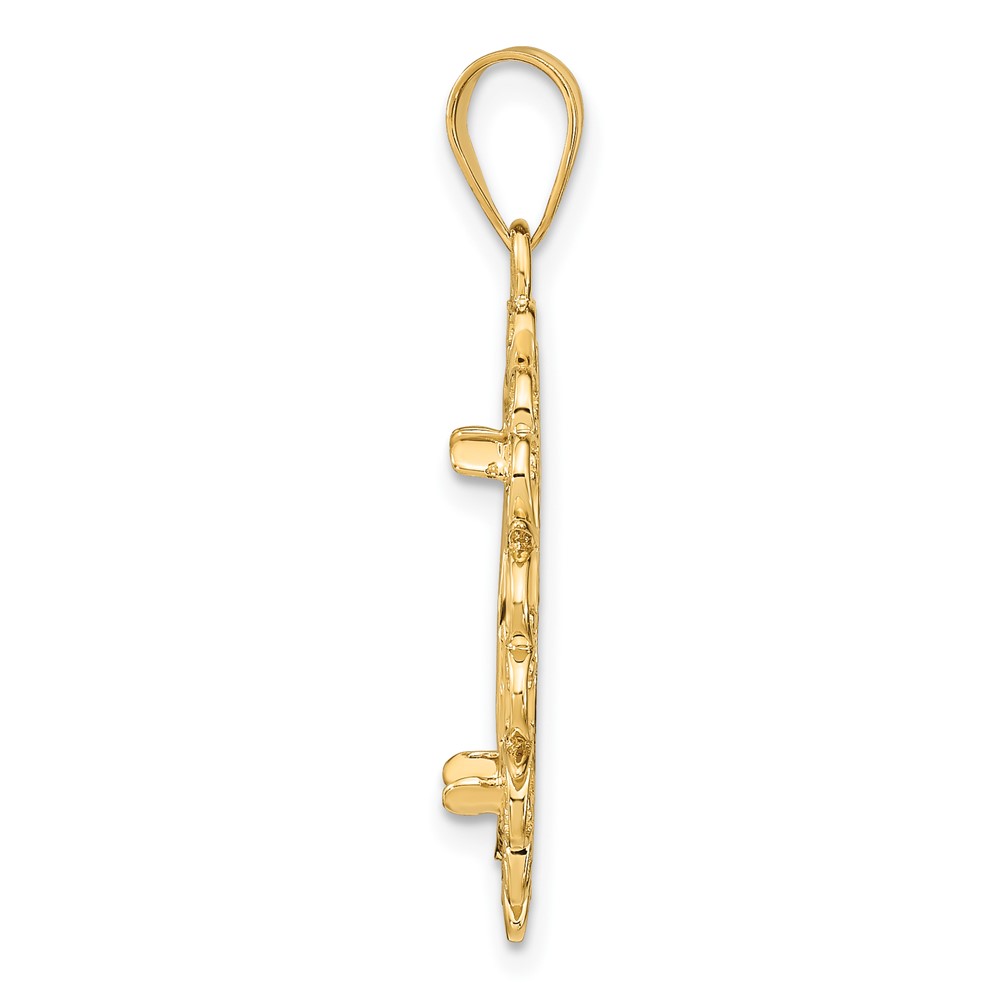 Wideband Distinguished Coin Jewelry 14k Polished and Diamond-cut Fancy 16.5mm Prong Coin Bezel Pendant (C8198/16.5)