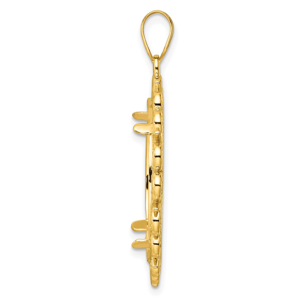 Wideband Distinguished Coin Jewelry 14k Polished and Diamond-cut Fancy 22.0mm Prong Coin Bezel Pendant (C8198/22.0)