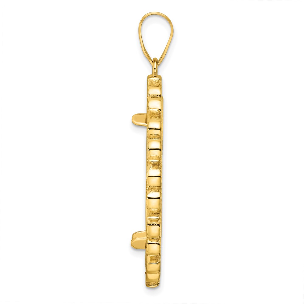 Wideband Distinguished Coin Jewelry 14k Polished and Diamond-cut Fancy 27.0mm Prong Coin Bezel Pendant (C8190D/27.0)