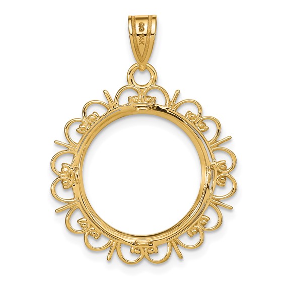 Fancy Prong Coin Bezel Pendant                                 