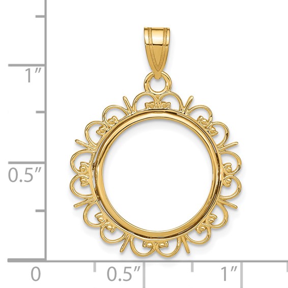Fancy Prong Coin Bezel Pendant                                 