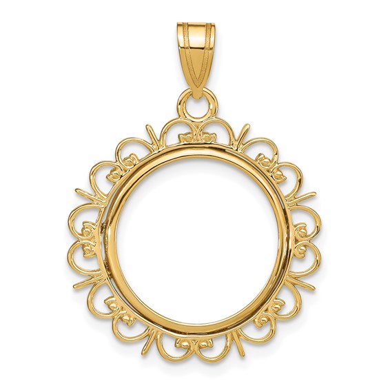 Fancy Prong Coin Bezel Pendant                                 