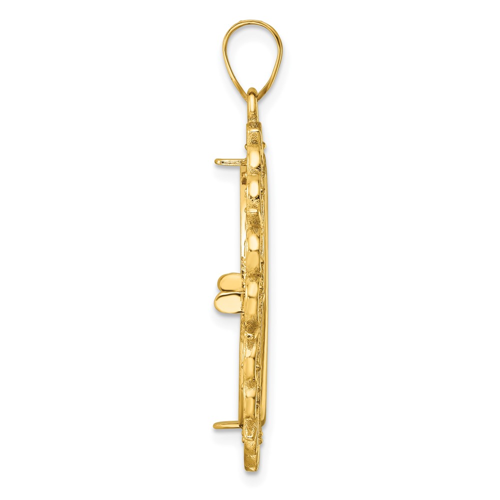 Wideband Distinguished Coin Jewelry 14k Polished Fancy 22.0mm Prong Coin Bezel Pendant (C8190/22.0)