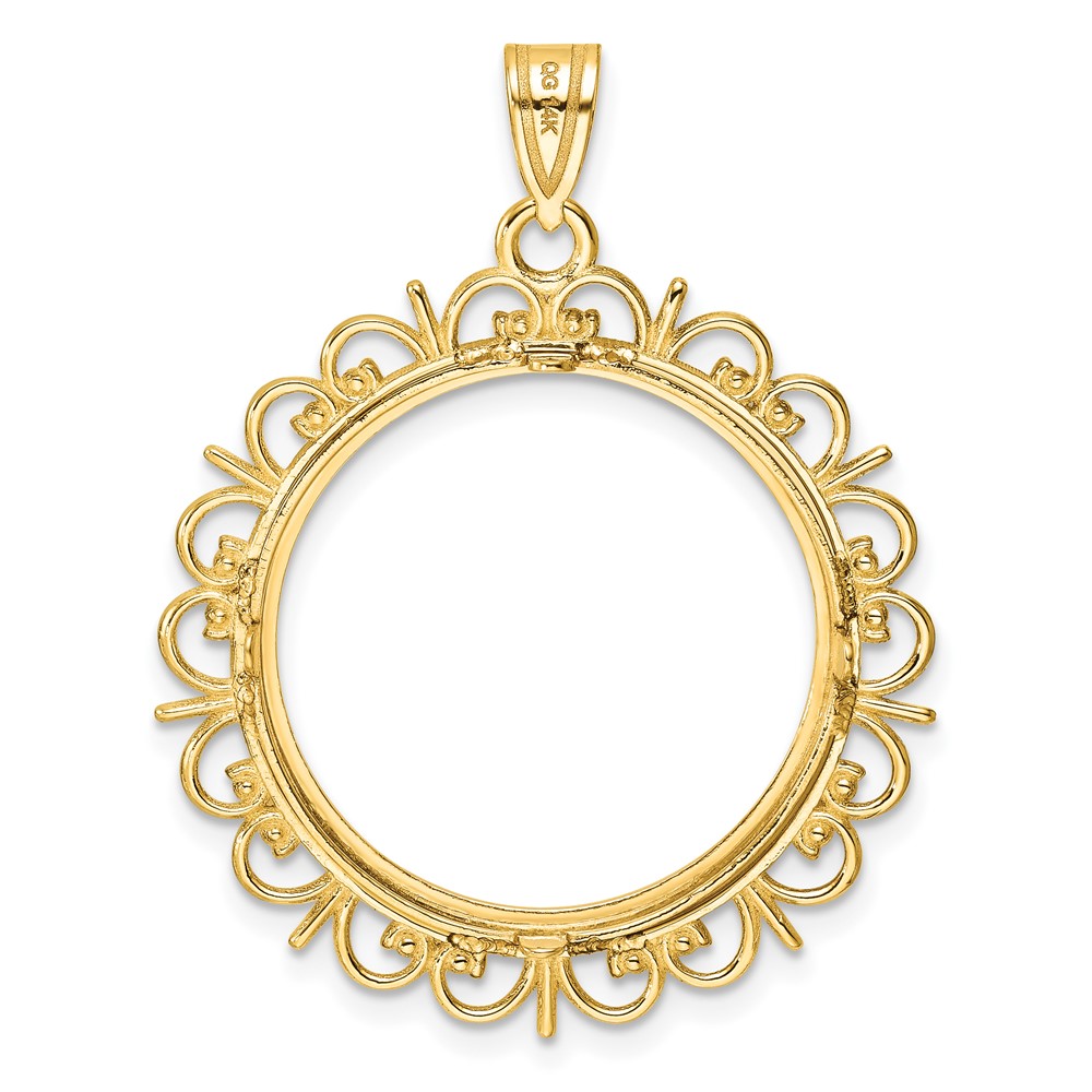 Wideband Distinguished Coin Jewelry 14k Polished Fancy 22.0mm Prong Coin Bezel Pendant (C8190/22.0)