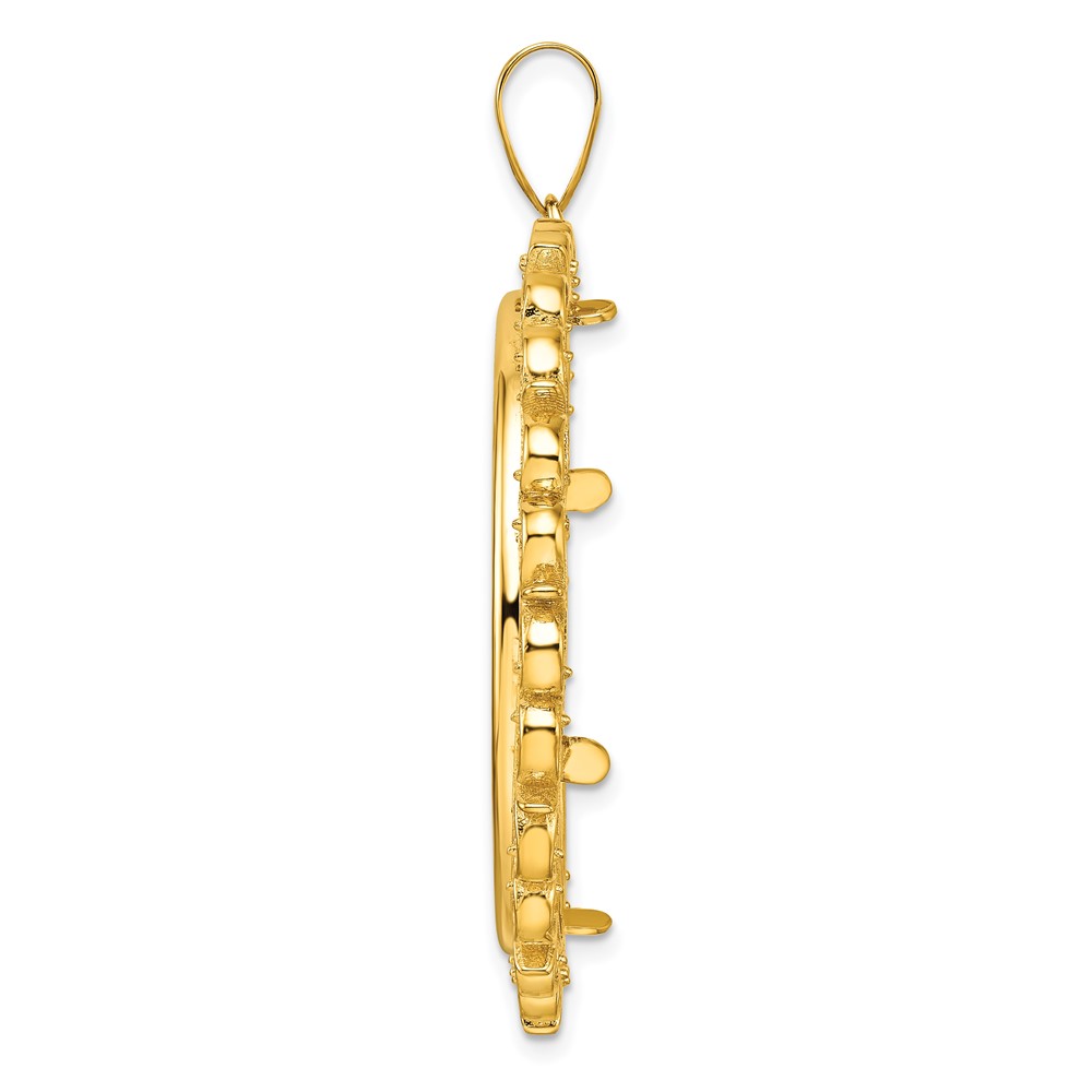 Wideband Distinguished Coin Jewelry 14k Polished Fancy 32.7mm Prong Coin Bezel Pendant (C8190/32.7)