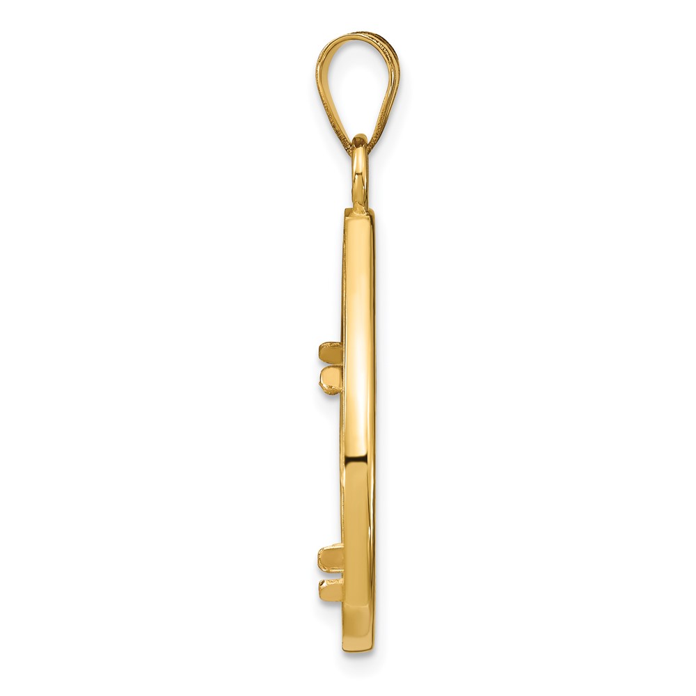 Wideband Distinguished Coin Jewelry 14k Polished and Diamond-cut Lightweight Teardrop 16.5mm Prong Coin Bezel Pendant (C8192/16.5)