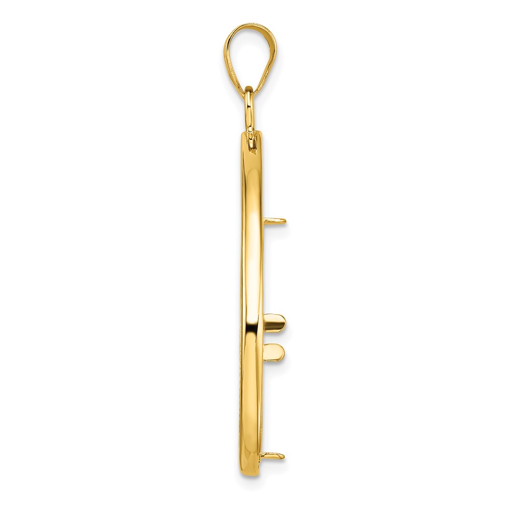 Wideband Distinguished Coin Jewelry 14k Polished and Diamond-cut Lightweight Teardrop 22.0mm Prong Coin Bezel Pendant (C8192/22.0)
