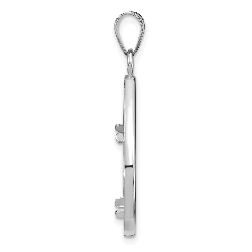 Wideband Distinguished Coin Jewelry 14k White Gold Polished and Diamond-cut Teardrop 16.5mm Prong Coin Bezel Pendant (C8192W/16.5)