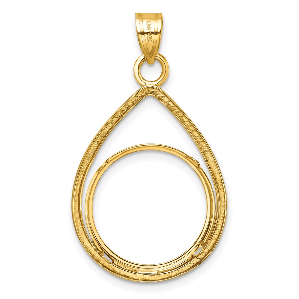 Wideband Distinguished Coin Jewelry 14k Polished Lightweight Teardrop 18.0mm Prong Coin Bezel Pendant (C8191/18.0)