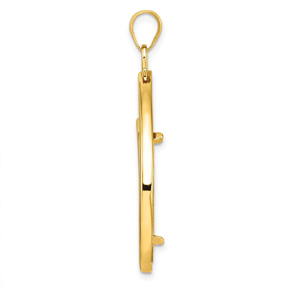 Wideband Distinguished Coin Jewelry 14k Polished Lightweight Teardrop 22.0mm Prong Coin Bezel Pendant (C8191/22.0)